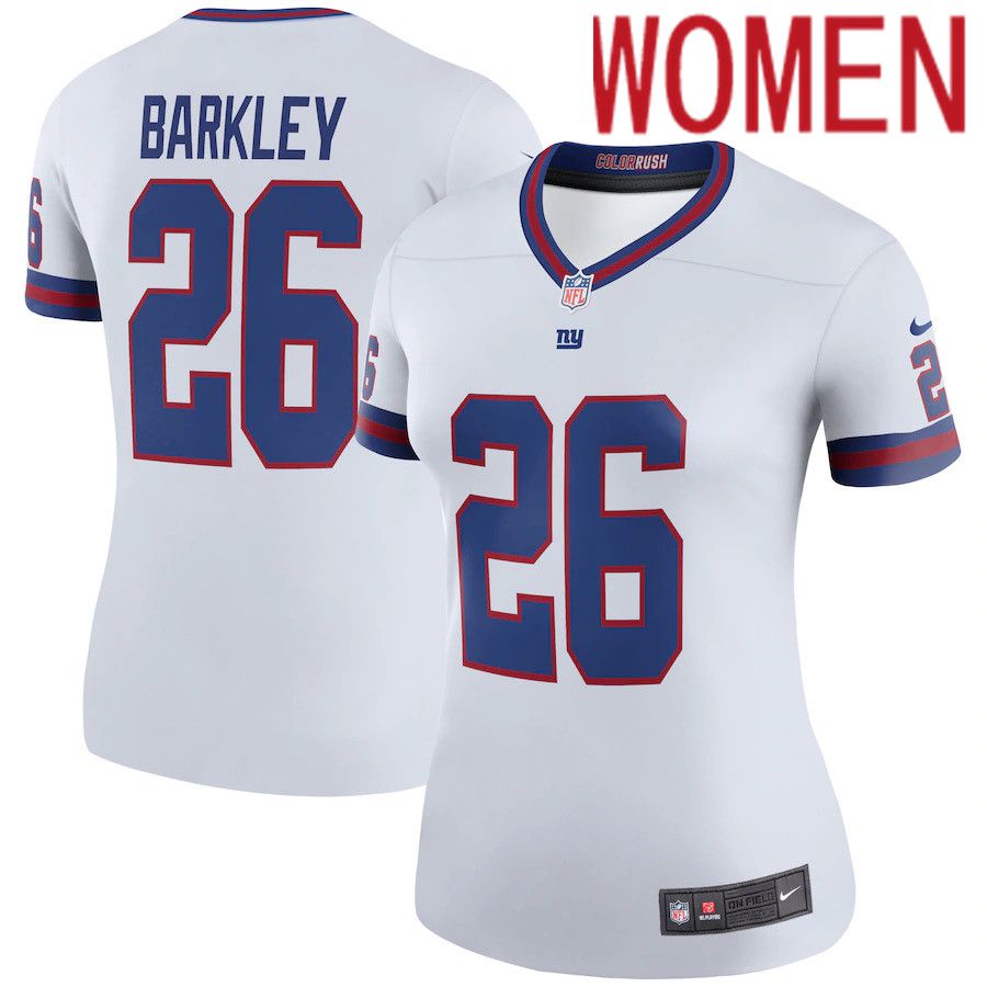 Women New York Giants #26 Saquon Barkley White Color Rush Nike Legend NFL Jersey